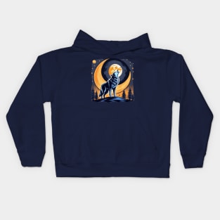 wolf howling Kids Hoodie